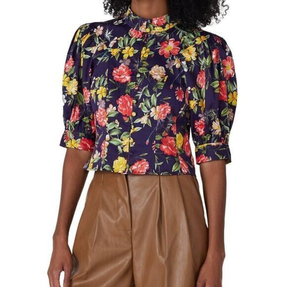 Marissa Webb Floral Printed Puff Sleeve Top Size 4 - Picture 1 of 13